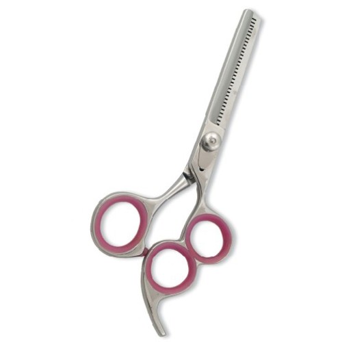 Professional Thinning Scissor. One Blade Teeth and One Blade Razor. Mirror Finish. Three Rings.