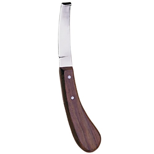 Left-Handed Hoof Knife With Wooden Handle